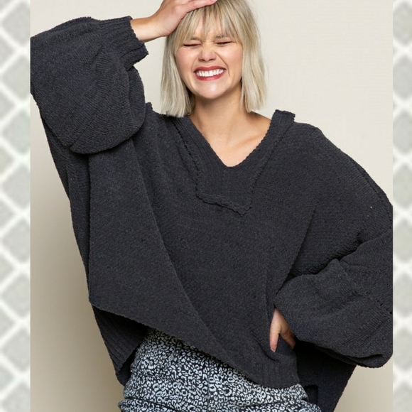 POL CHARCOAL PULLOVER Hoodie Sweater Medium EUC! - Picture 6 of 12